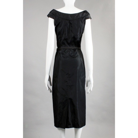 💣 M/L Vintage 1940s Little Black Dress SILK - Picture 6 of 8
